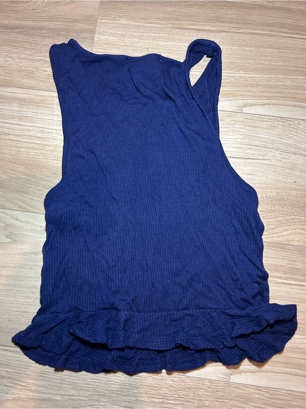 Forever 21 Dark Blue Ribbed Ruffle-Hem Tank - Picture 4 of 4